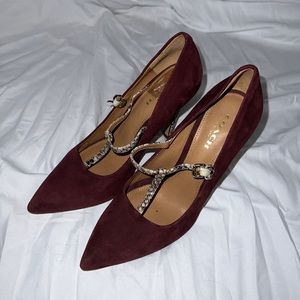 Coach burgundy python heels 35
